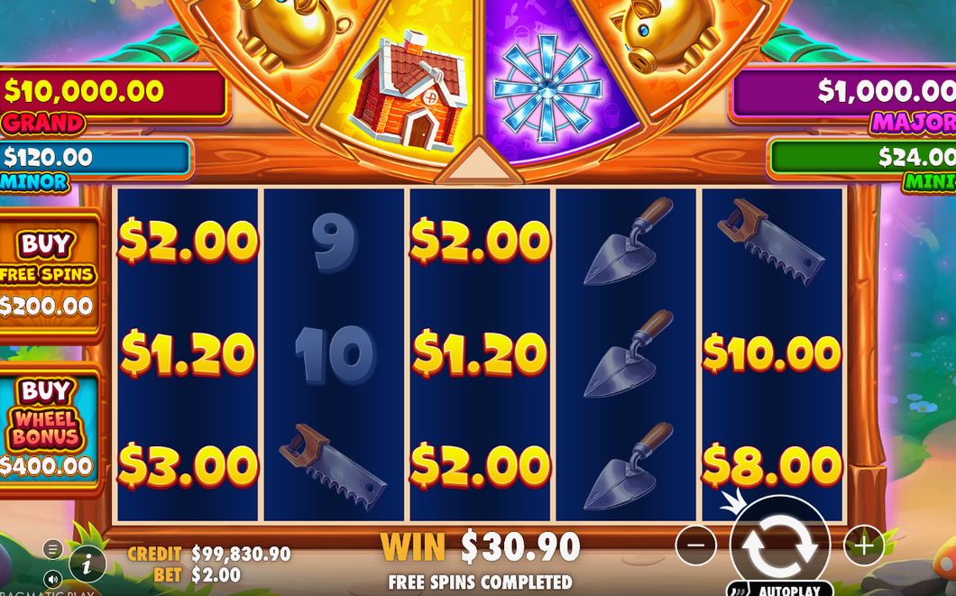 Win amount shown after matching symbols on adjacent reels