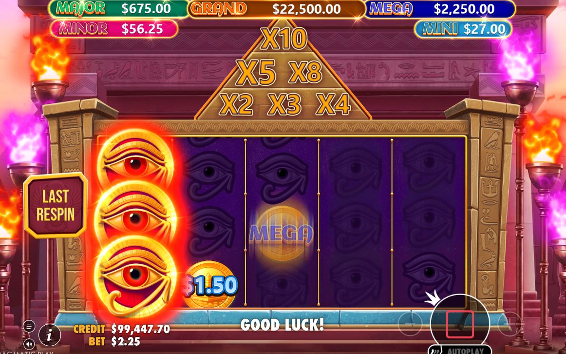 Respins counter showing 3 after a new MONEY coin lands